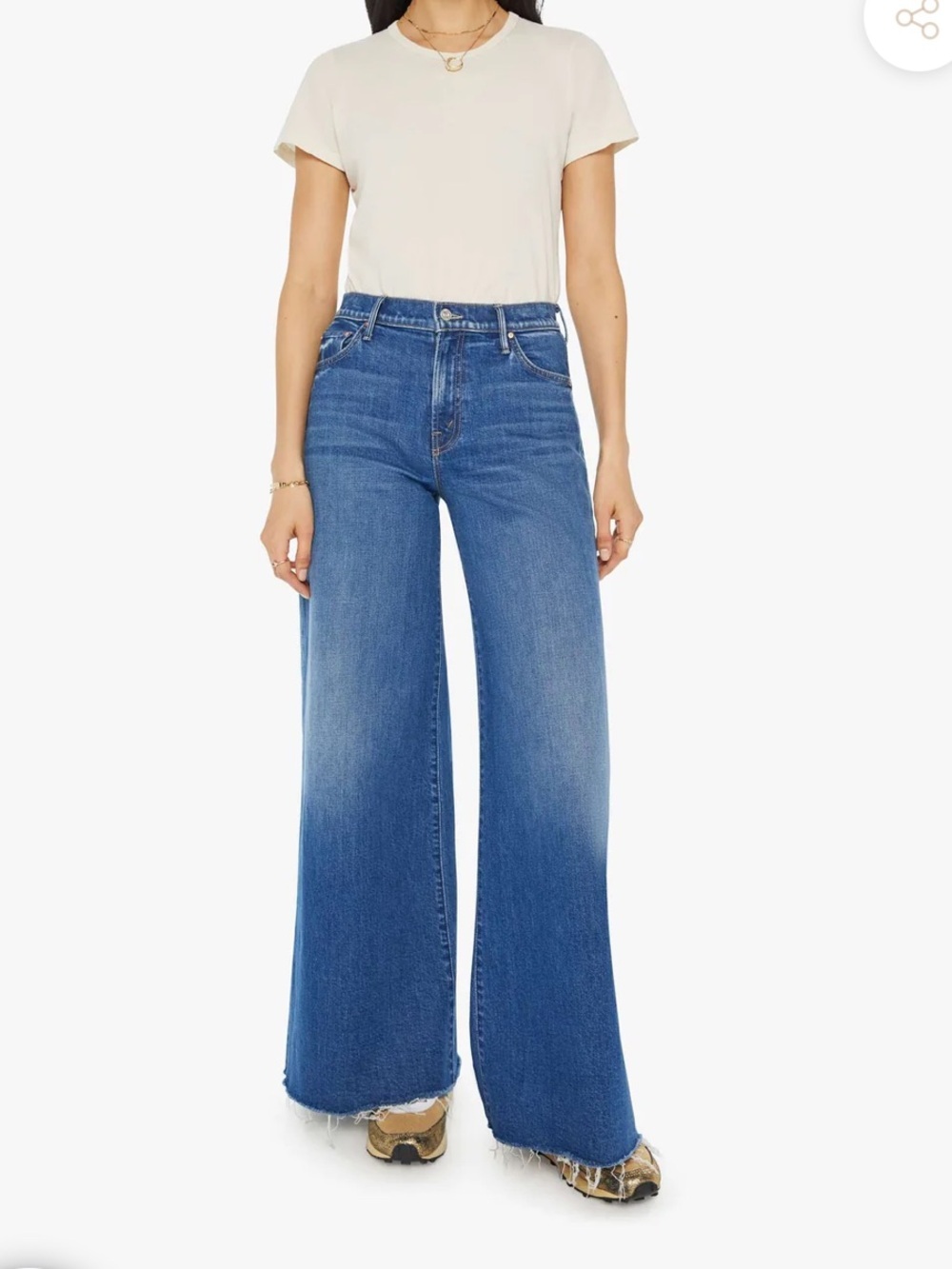 MOTHER Superior The Swisher Sneak Fray Punch Buggy Wide Leg Jeans Size 30 - Picture 1 of 13